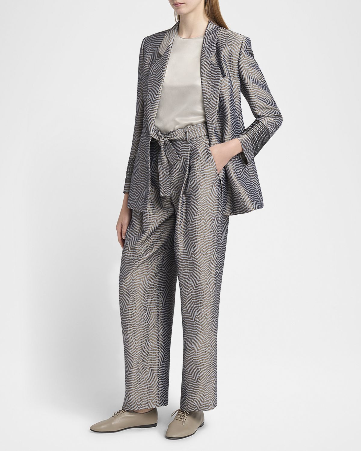 Giorgio Armani Animalier Silk Jacquard Single-Breasted Blazer Jacket