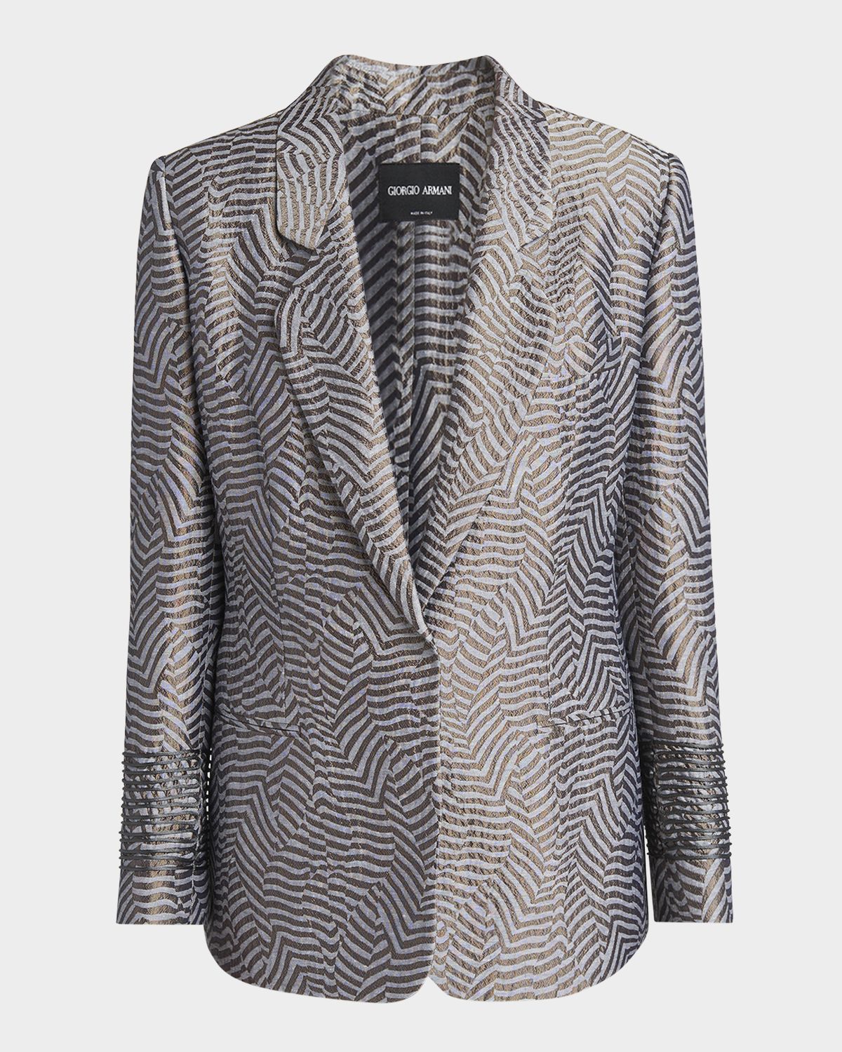 Giorgio Armani Animalier Silk Jacquard Single-Breasted Blazer Jacket