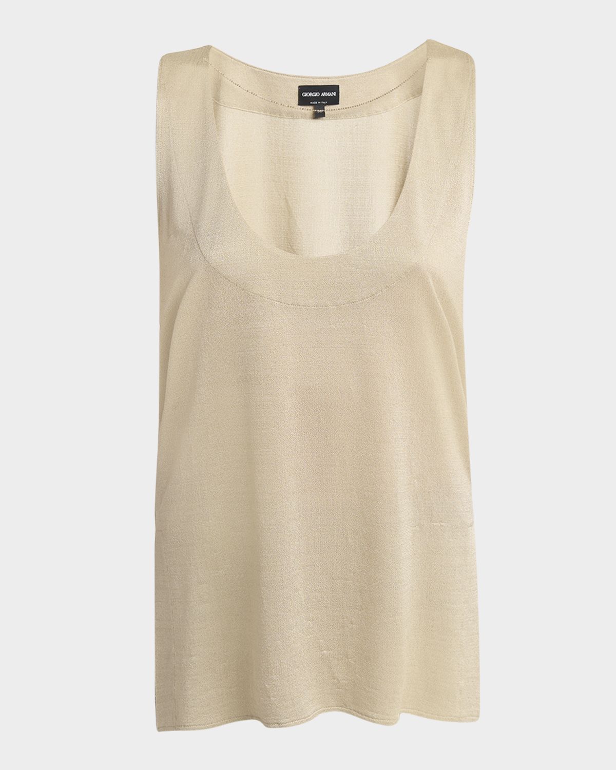 Giorgio Armani Chain-Necklace Scoop-Neck Shiny Viscose Jersey Tank Top