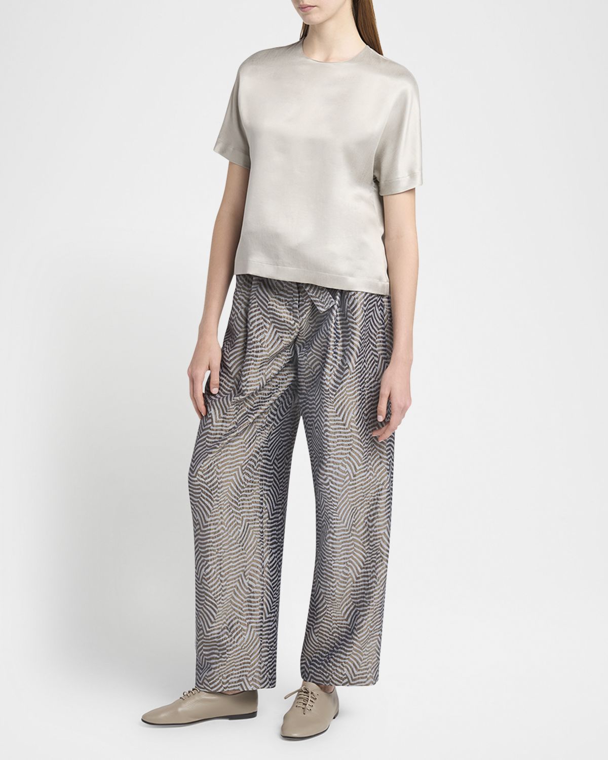 Giorgio Armani Cupro Short-Sleeve Blouse