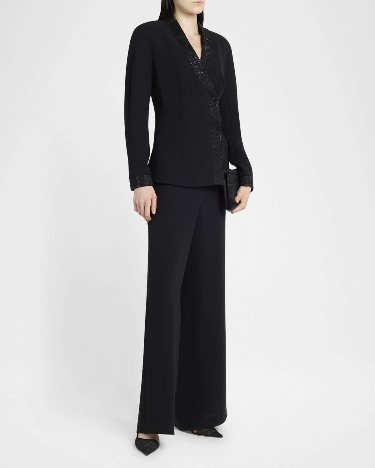 Giorgio Armani Strass Lapel Double-Breasted Asymmetric Jacket