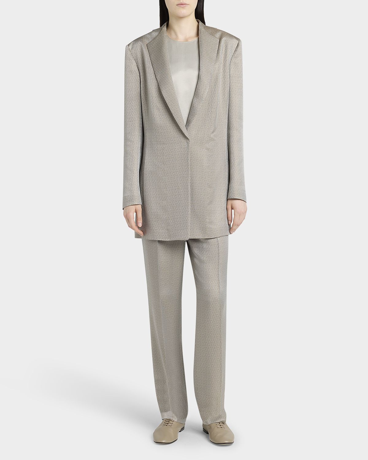 Giorgio Armani Micro Jacquard Straight-Leg Pull-On Trousers