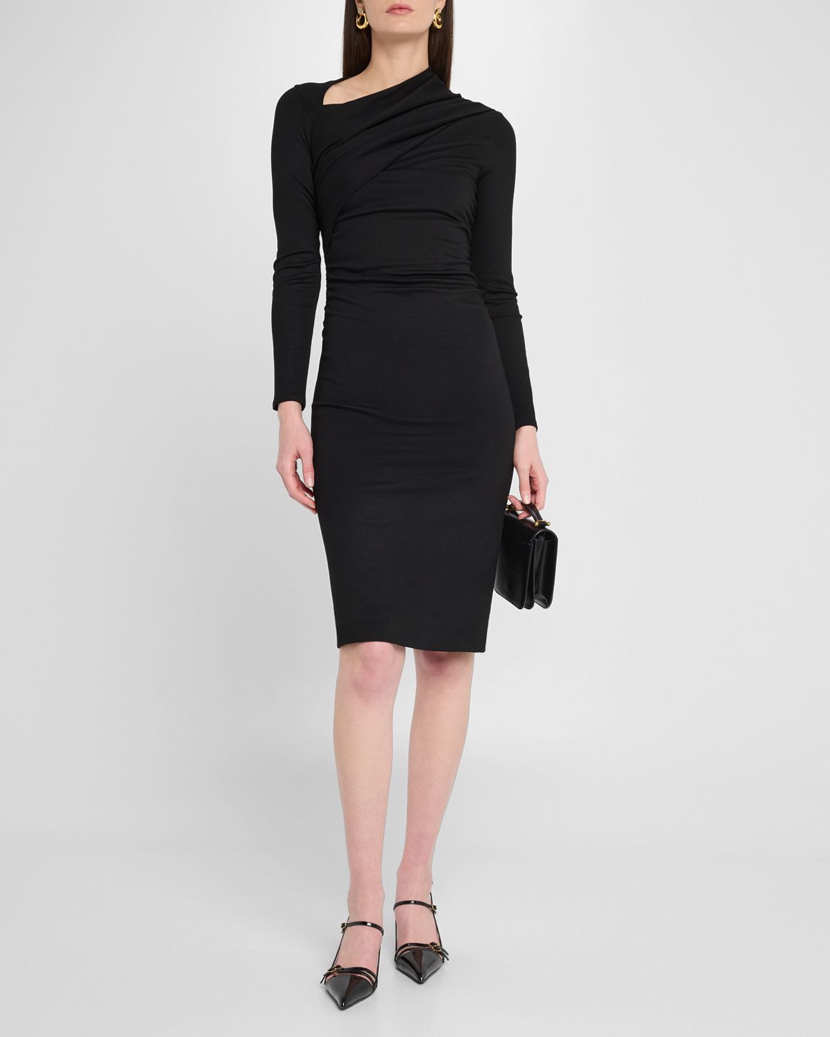 Giorgio Armani Asymmetric Long-Sleeve Jersey Dress