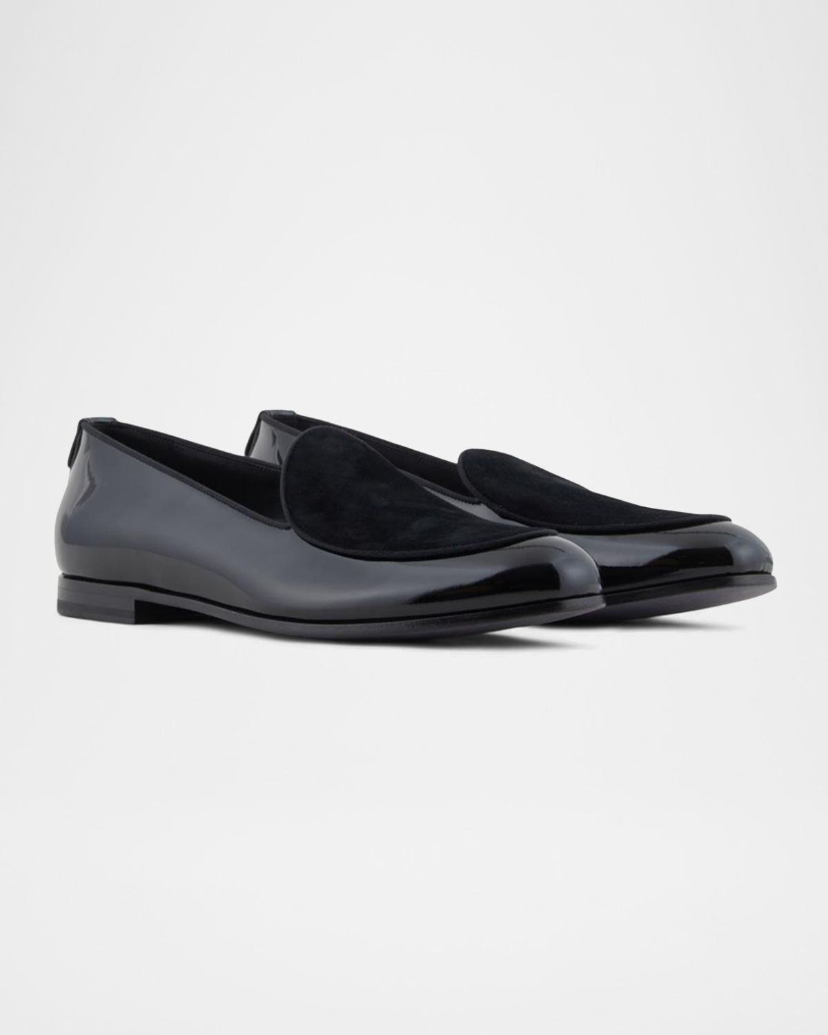 Giorgio Armani Men 's Leather and Velvet Loafers
