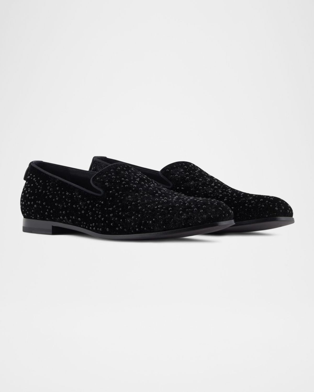 Giorgio Armani Men 's Velvet Studded Loafers