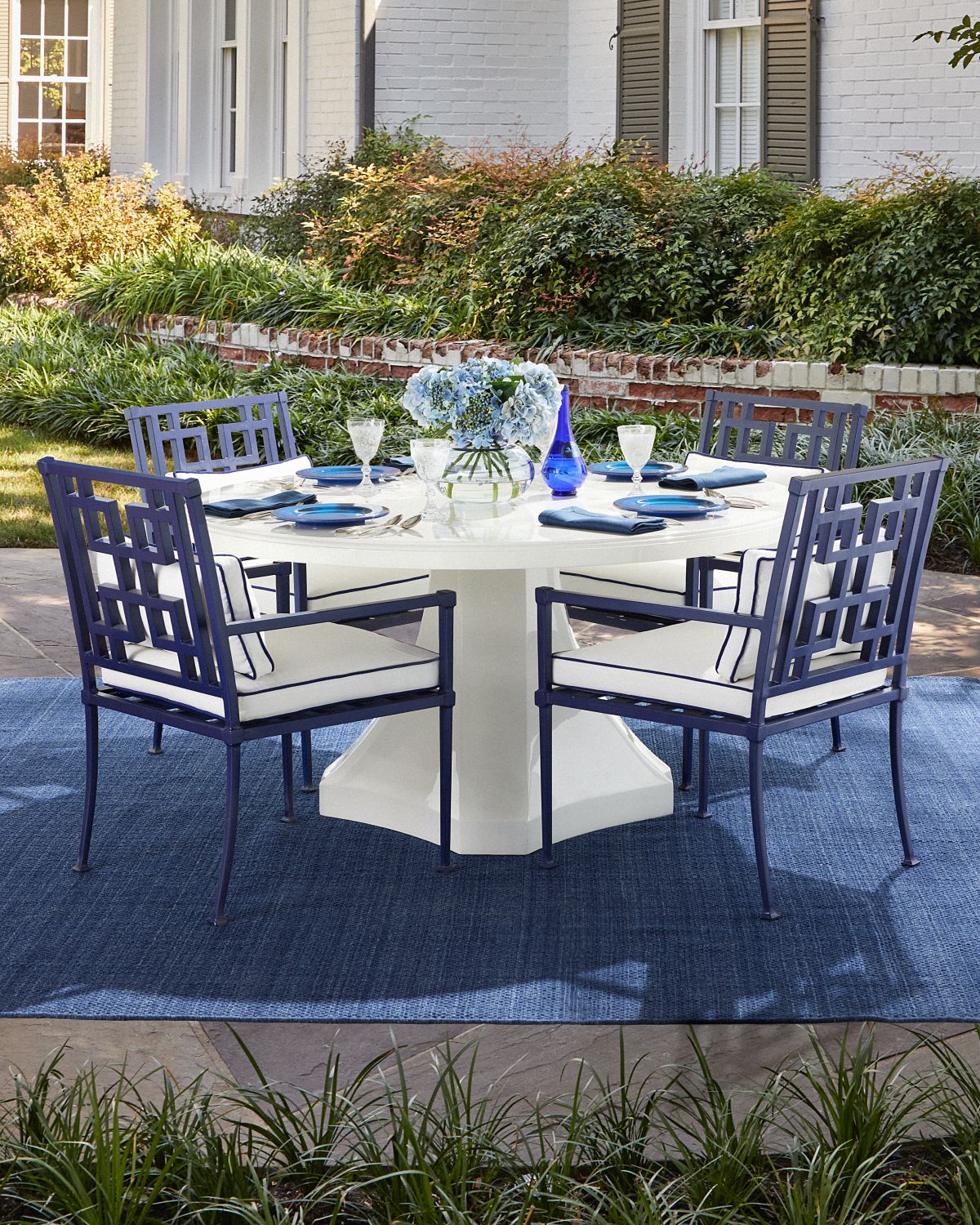 Neiman Marcus Round Outdoor Pedestal Dining Table, Glossy White | Thumbnail 2
