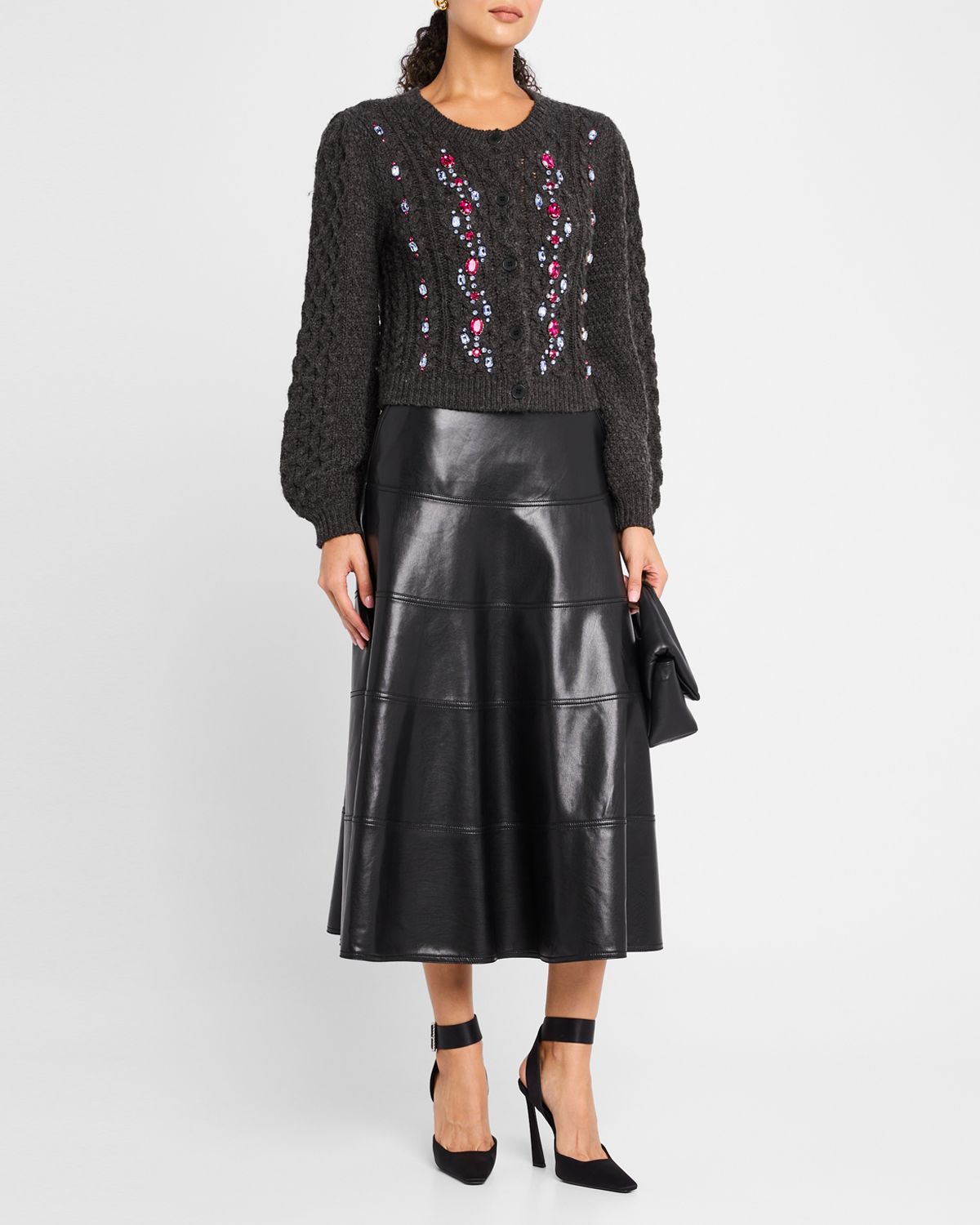 Cinq a Sept Joelle Embellished Cable-Knit Cardigan