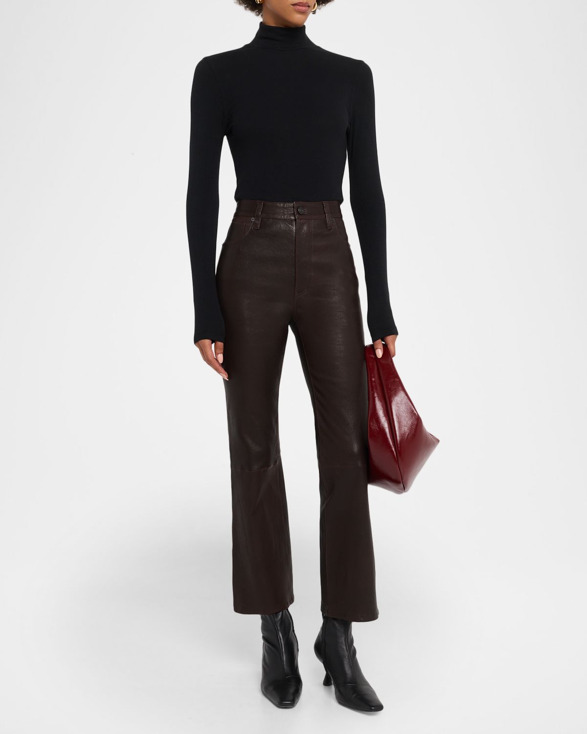 FRAME Ribbed Turtleneck Top