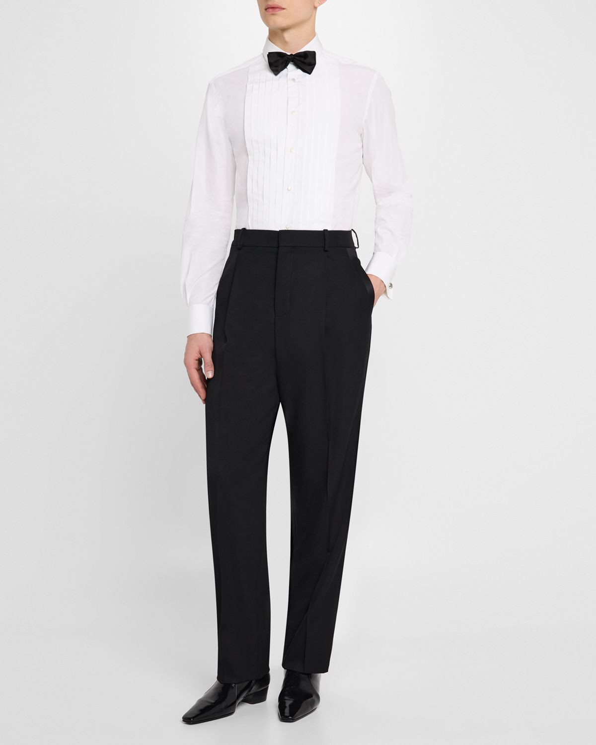 Saint Laurent Men 's Grain de Poudre Tuxedo Pants