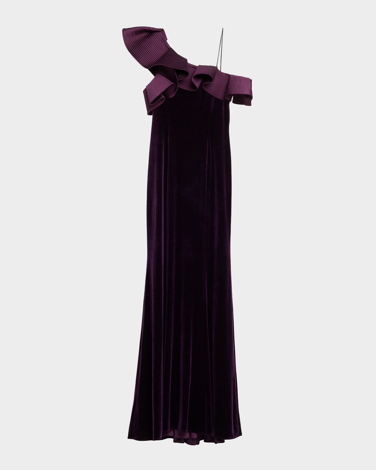 Rickie Freeman for Teri Jon One-Shoulder Ruffle Velvet Gown | Thumbnail 6 Rickie Freeman for Teri Jon One-Shoulder Ruffle Velvet Gown | Thumbnail 6