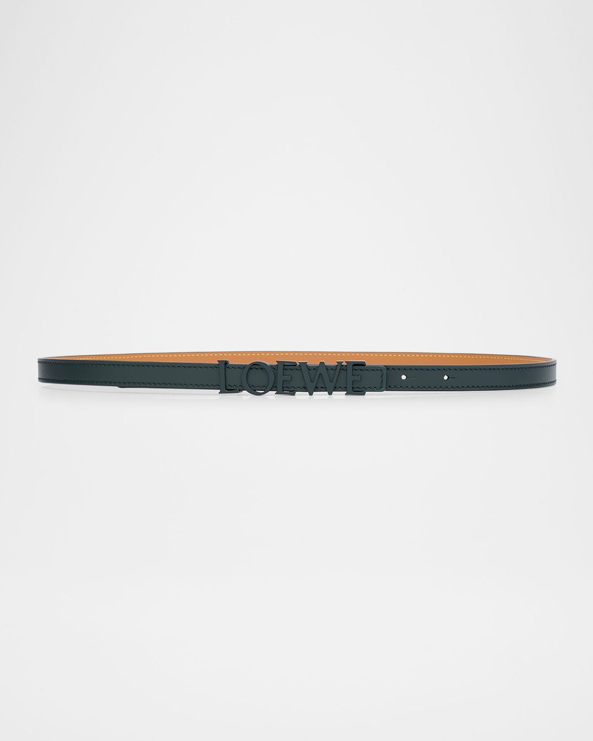 Loewe Logo Lettering Leather Skinny Belt