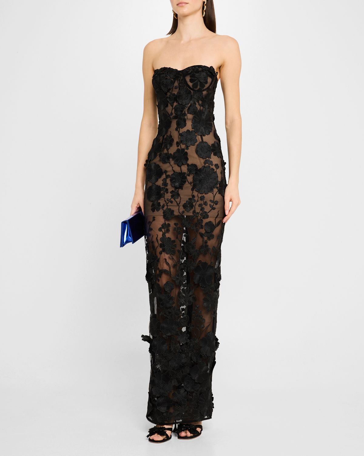 Bronx and Banco Jasmine Strapless Floral Applique Gown | Thumbnail 4 Bronx and Banco Jasmine Strapless Floral Applique Gown | Thumbnail 4