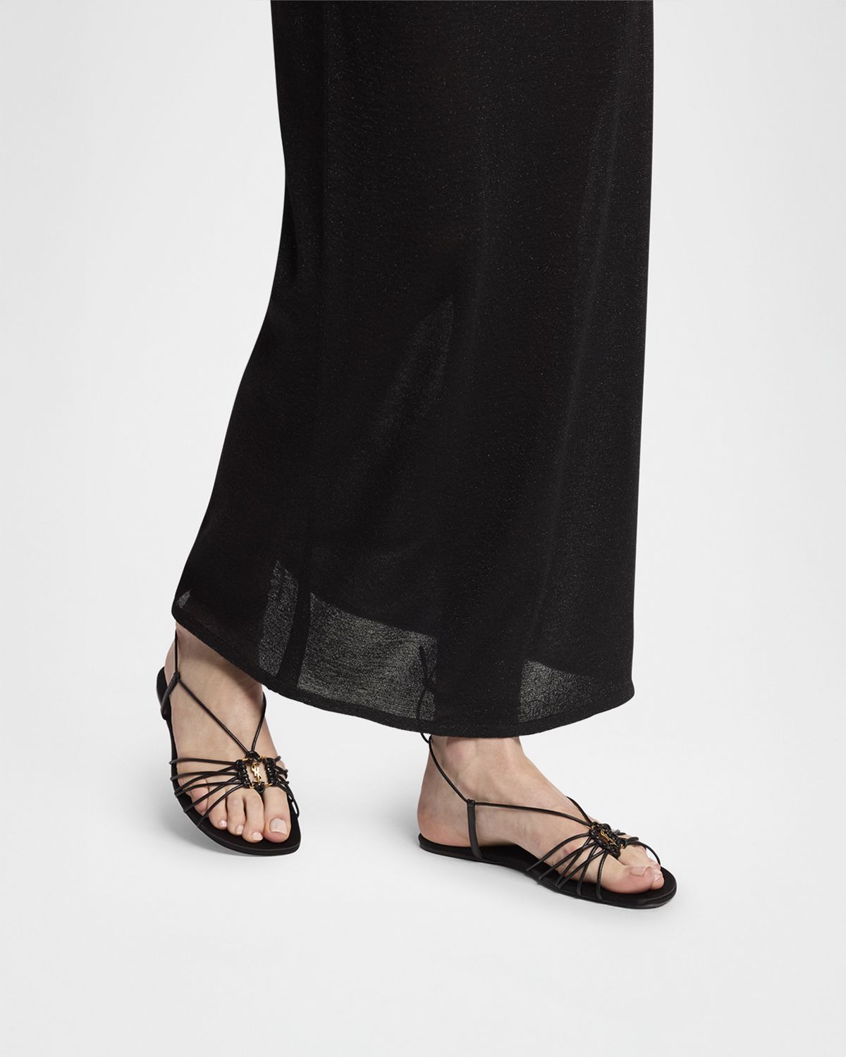 Saint Laurent Babylone Strappy YSL Ankle-Tie Sandals