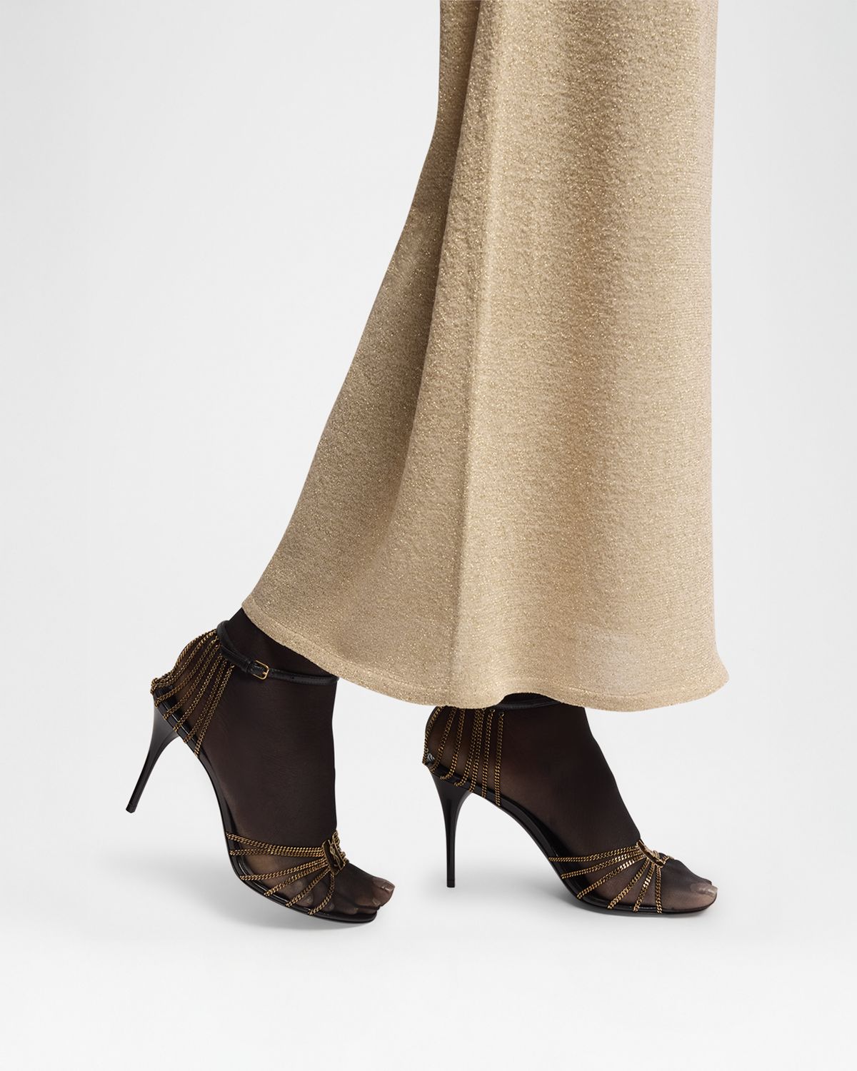 Saint Laurent Babylone Strappy Chain YSL Stiletto Sandals