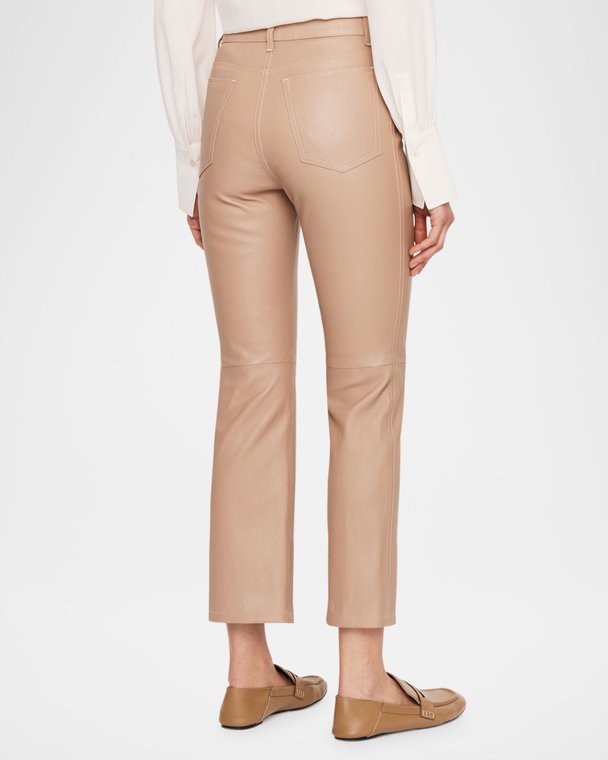 Joseph Duke Cropped Straight-Leg Leather Pants