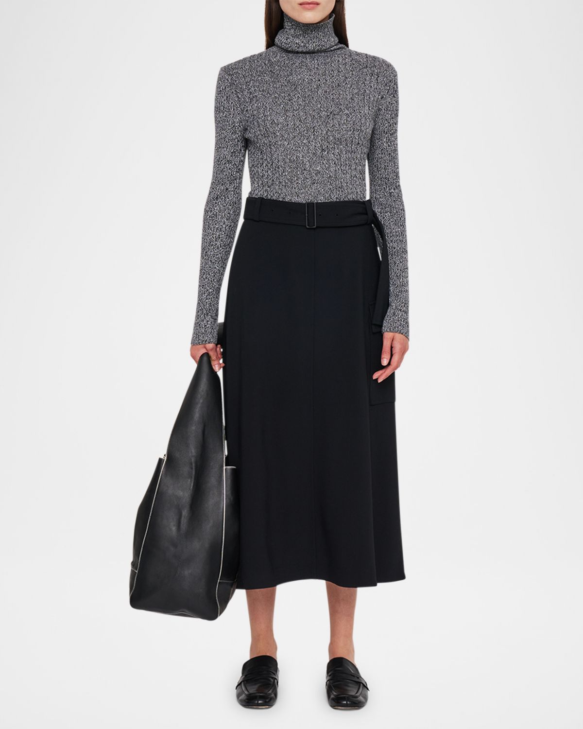 Joseph Pernette Belted A-Line Midi Skirt