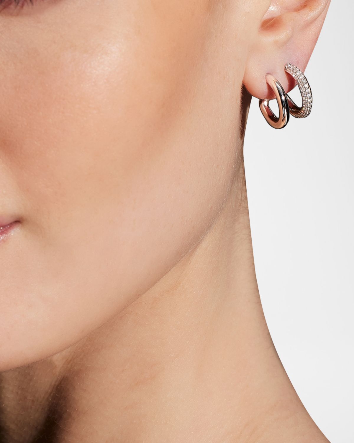 Walters Faith Morell 18K Yellow Gold Diamond Elongated Small Hoop Earrings