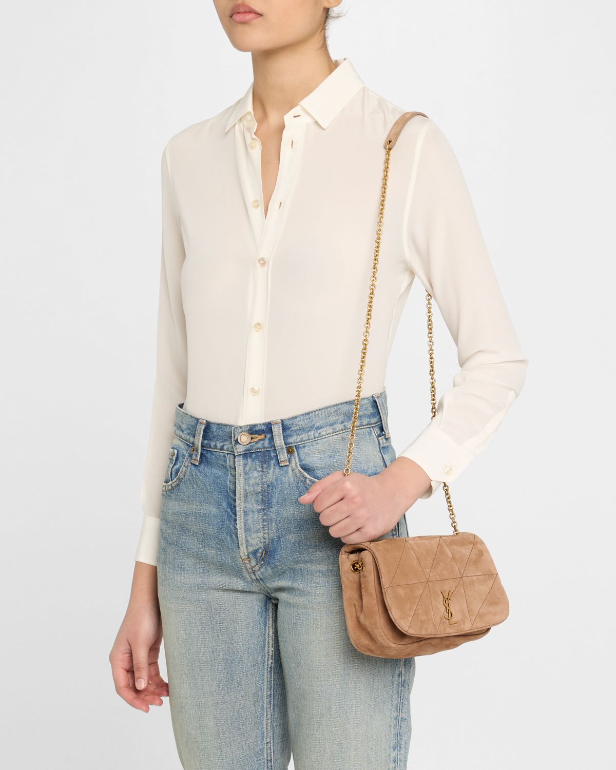 Saint Laurent Jamie 4.3 Mini YSL Chain Shoulder Bag in Quilted Suede