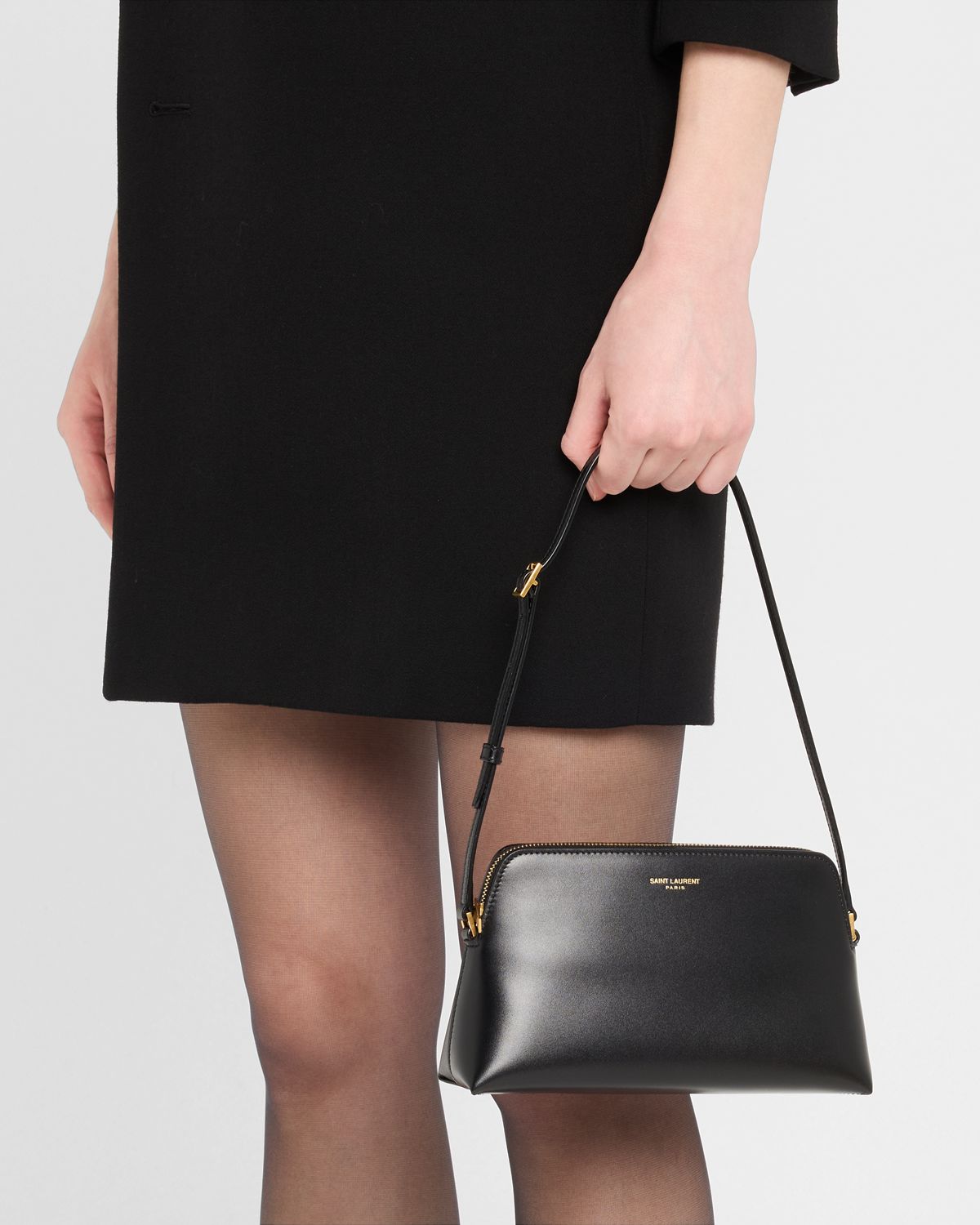 Saint Laurent Mini Pouch on Strap Shoulder Bag in Leather