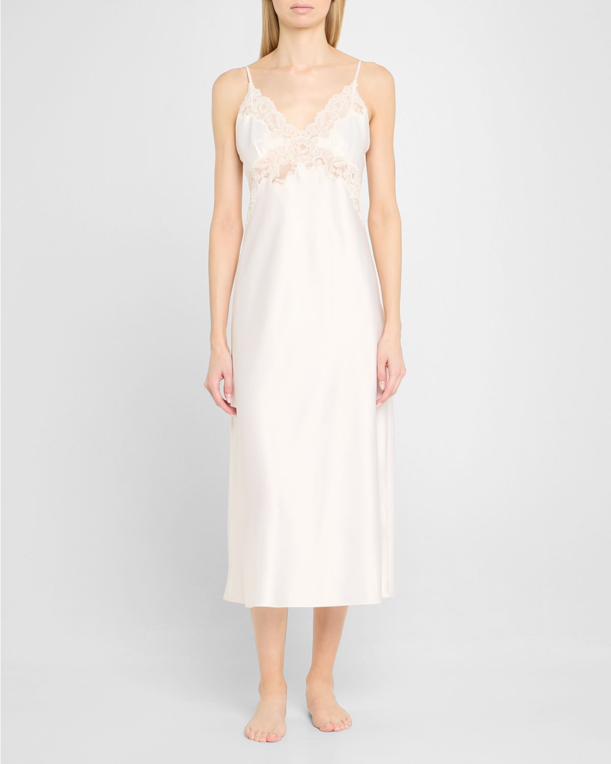 Natori Peony Glamour Lace-Trim Nightgown