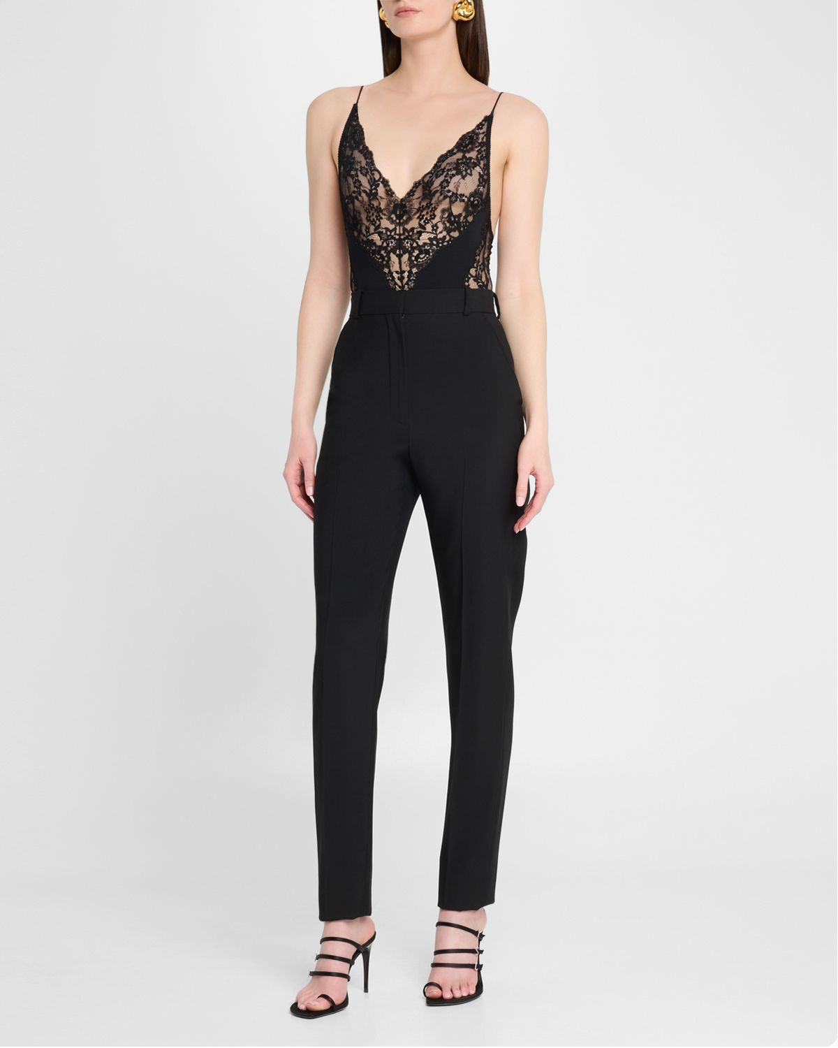 Saint Laurent Lace V-Neck Bodysuit