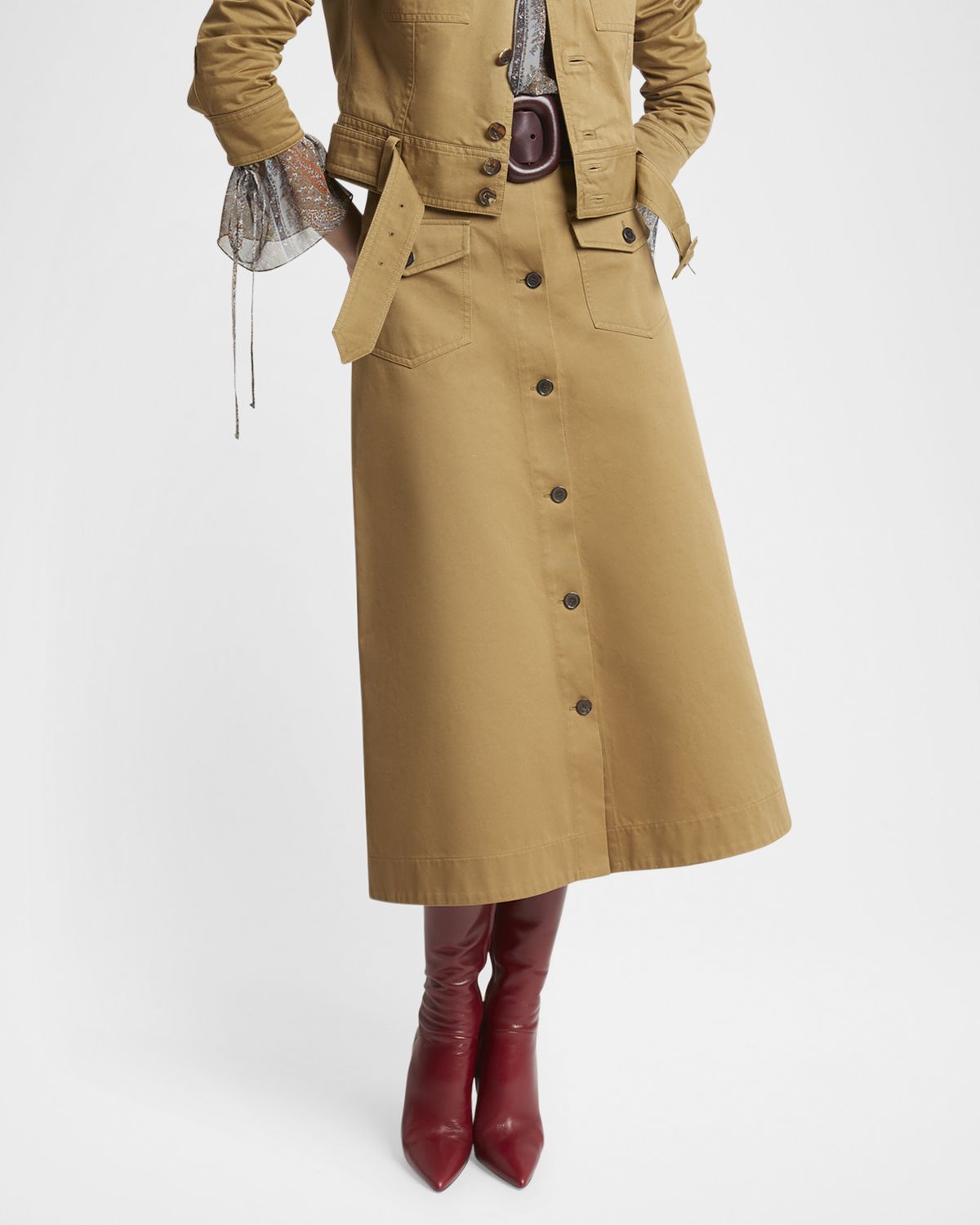 Saint Laurent Button Down Midi Skirt