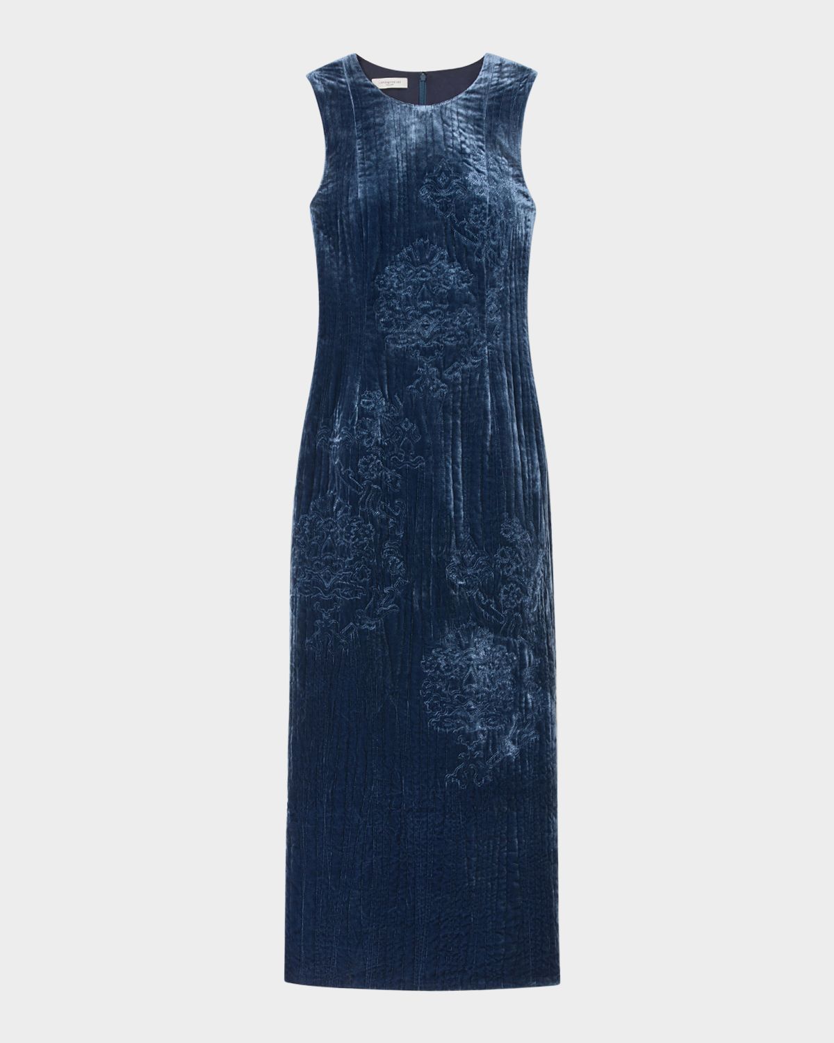 Lafayette 148 New York Baroque-Embroidered Velvet Midi Dress