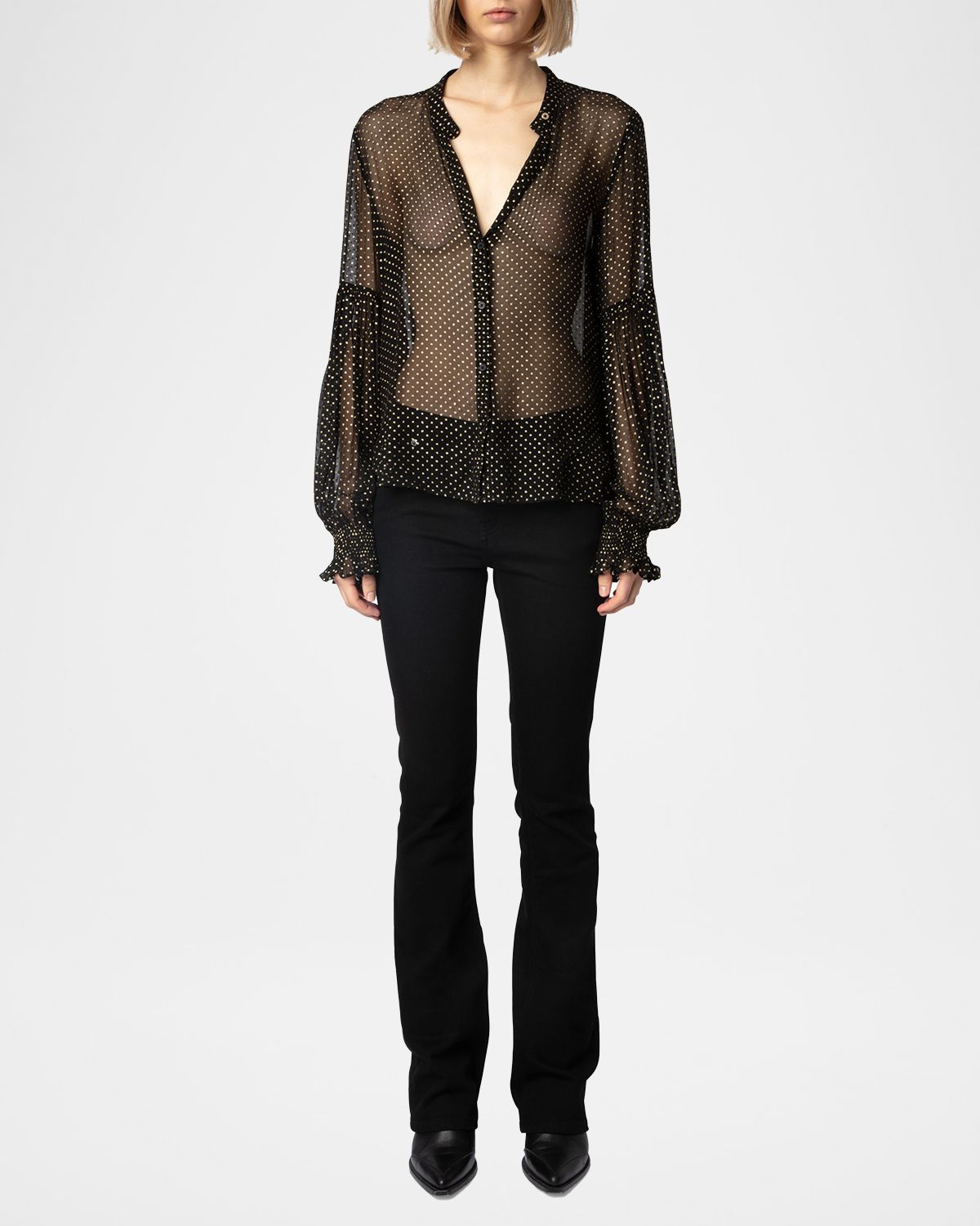 Zadig & Voltaire Tandy Mousseline Sparkle Sheer Blouse