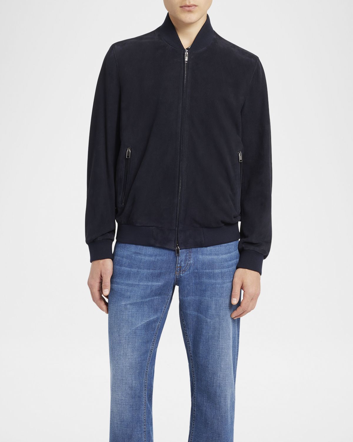 Brioni Men 's Perferated Suede Bomber Jacket
