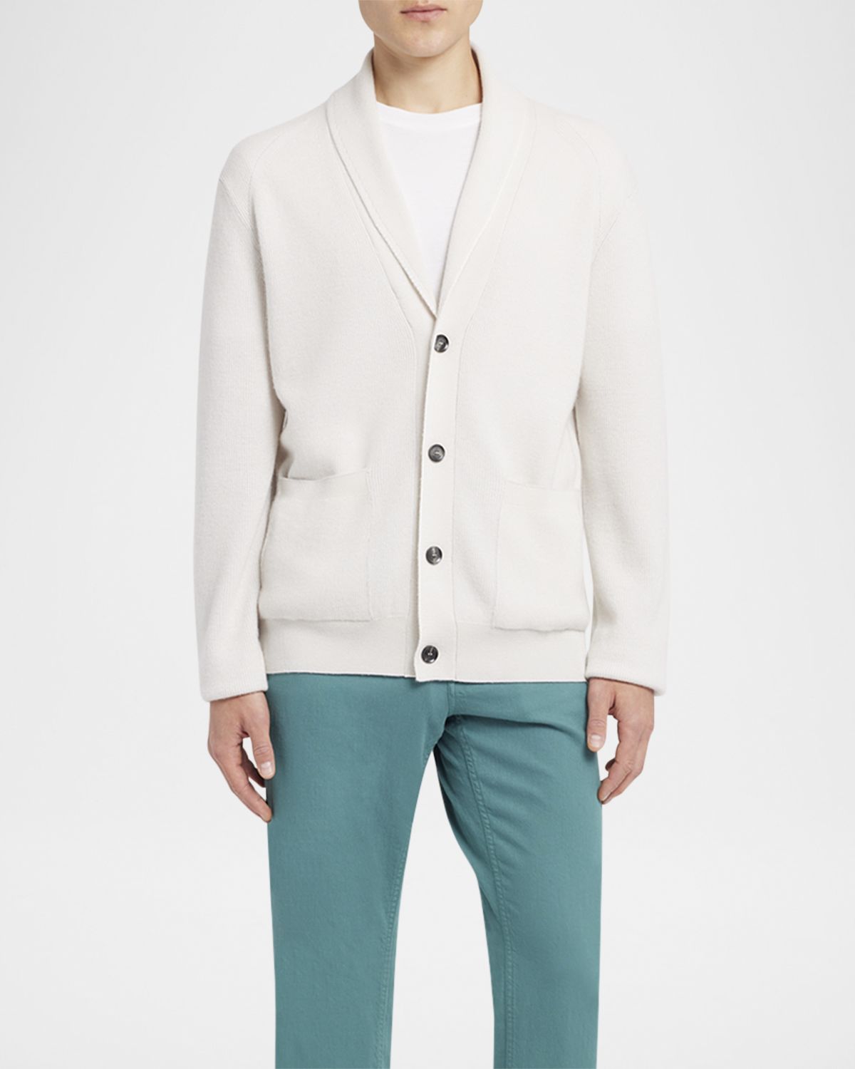 Brioni Men's Cashmere and Wool Ribbed Cardigan