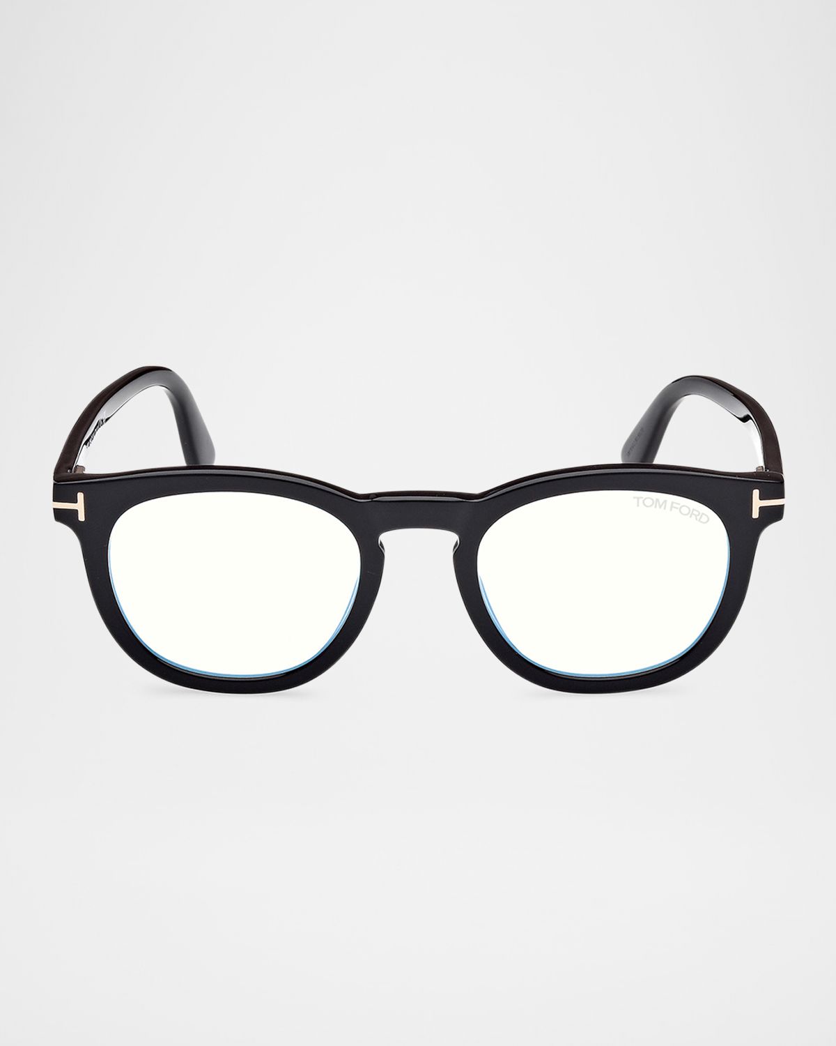 TOM FORD Men 's FT5993-BM Round Blue-Block Optical Frames with Magnetic Sunglasses Clip