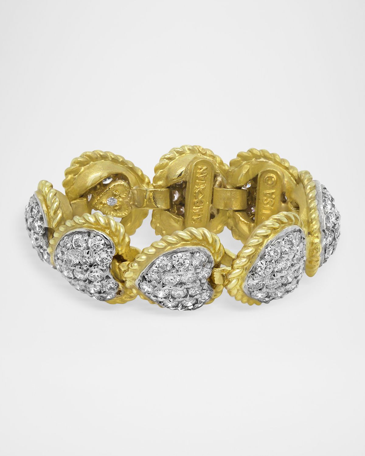 Stambolian 18K Yellow Gold Heart Ring with Diamonds, Size 7