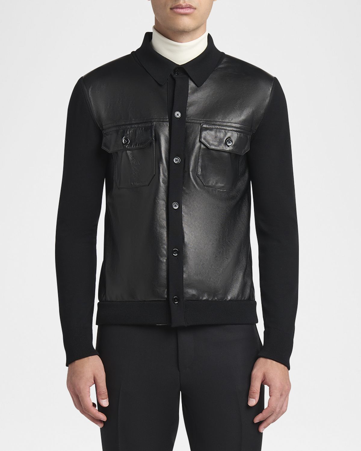 TOM FORD Men 's Leather and Wool Overshirt