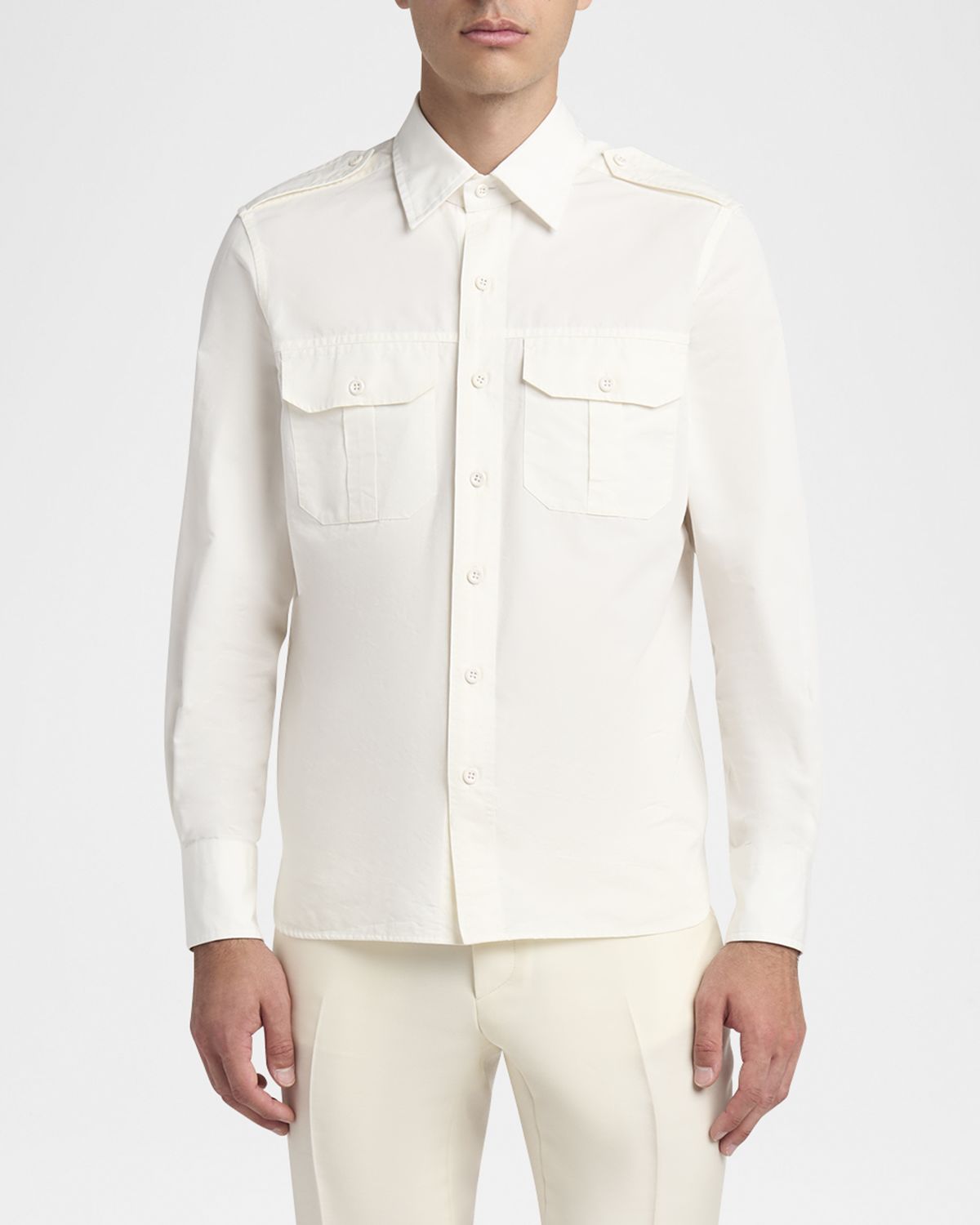 TOM FORD Men 's Cotton-Silk Poplin Western Shirt