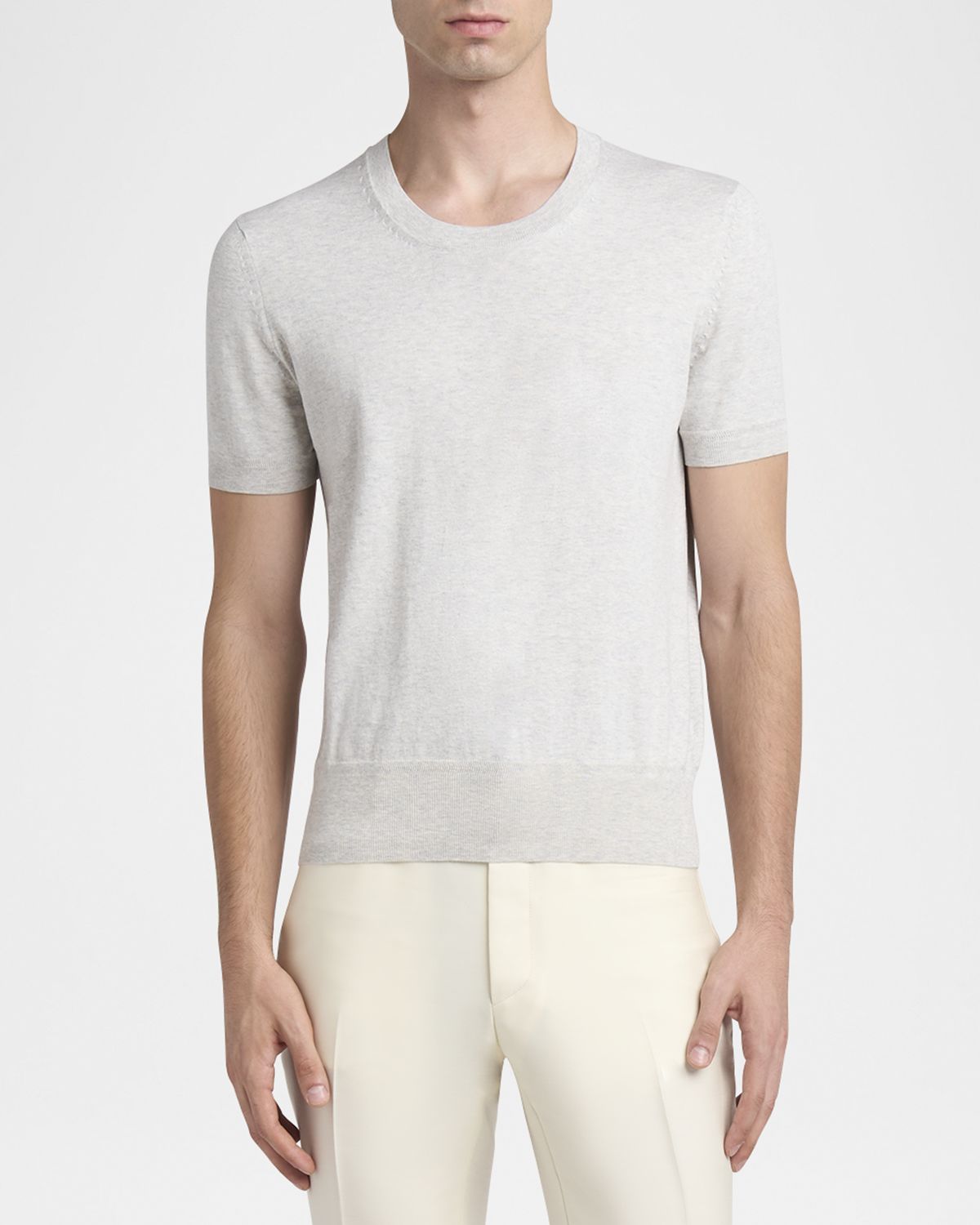 TOM FORD Men 's Cotton Short-Sleeve Crewneck Sweater