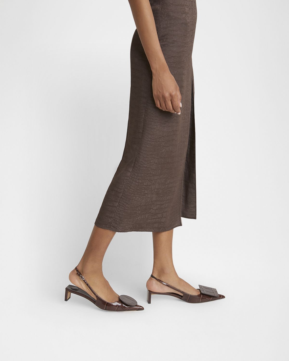 Jacquemus Croc-Embossed Leather Slingback Pumps