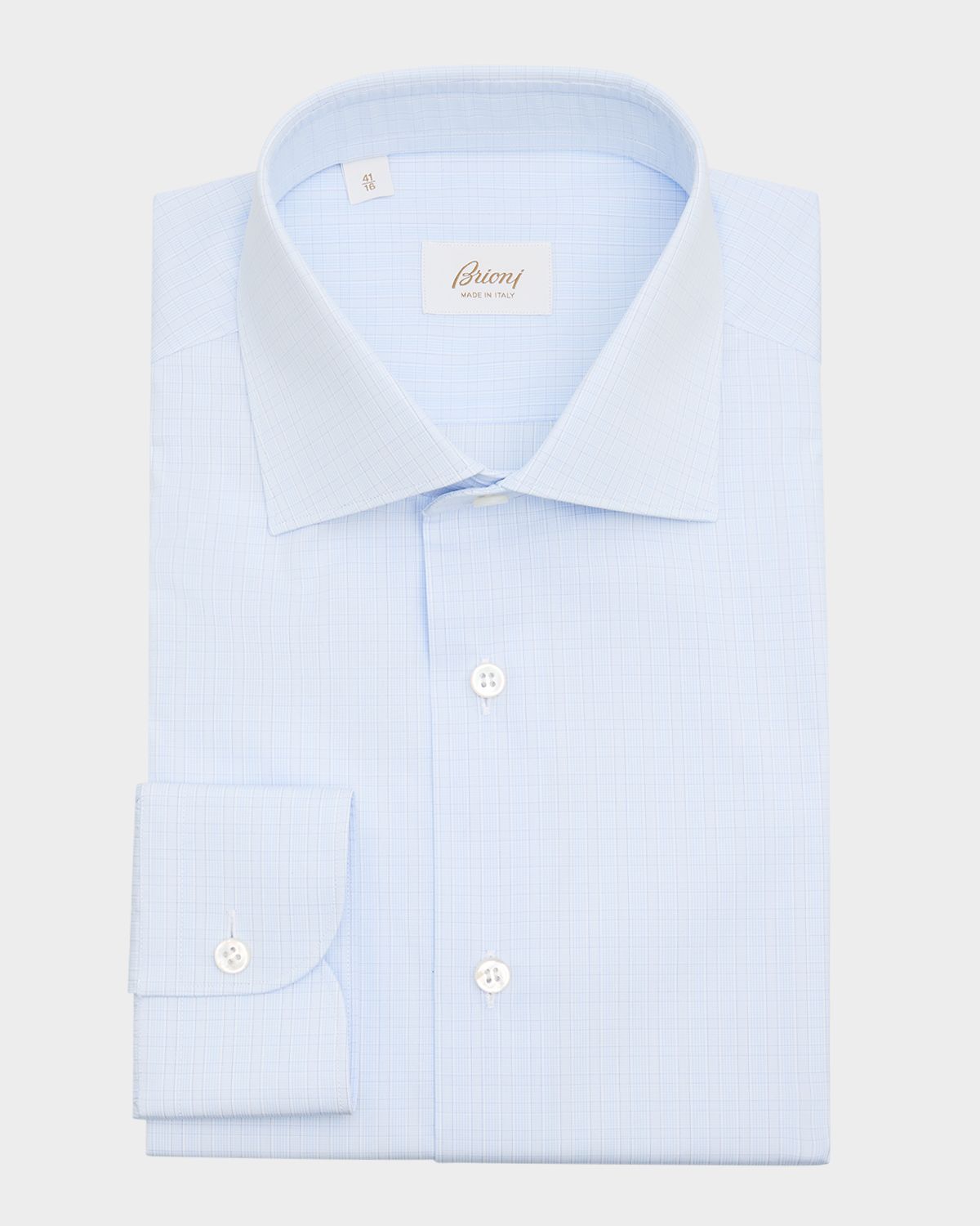 Brioni Men 's Cotton Plaid Dress Shirt