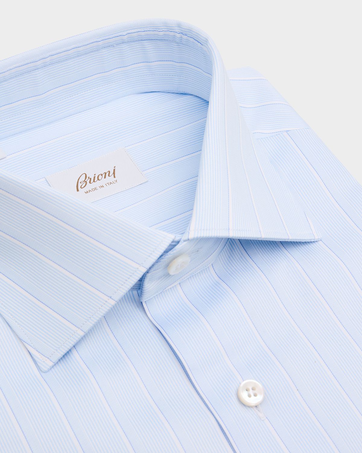 Brioni Men 's Cotton Wide Stripe Dress Shirt