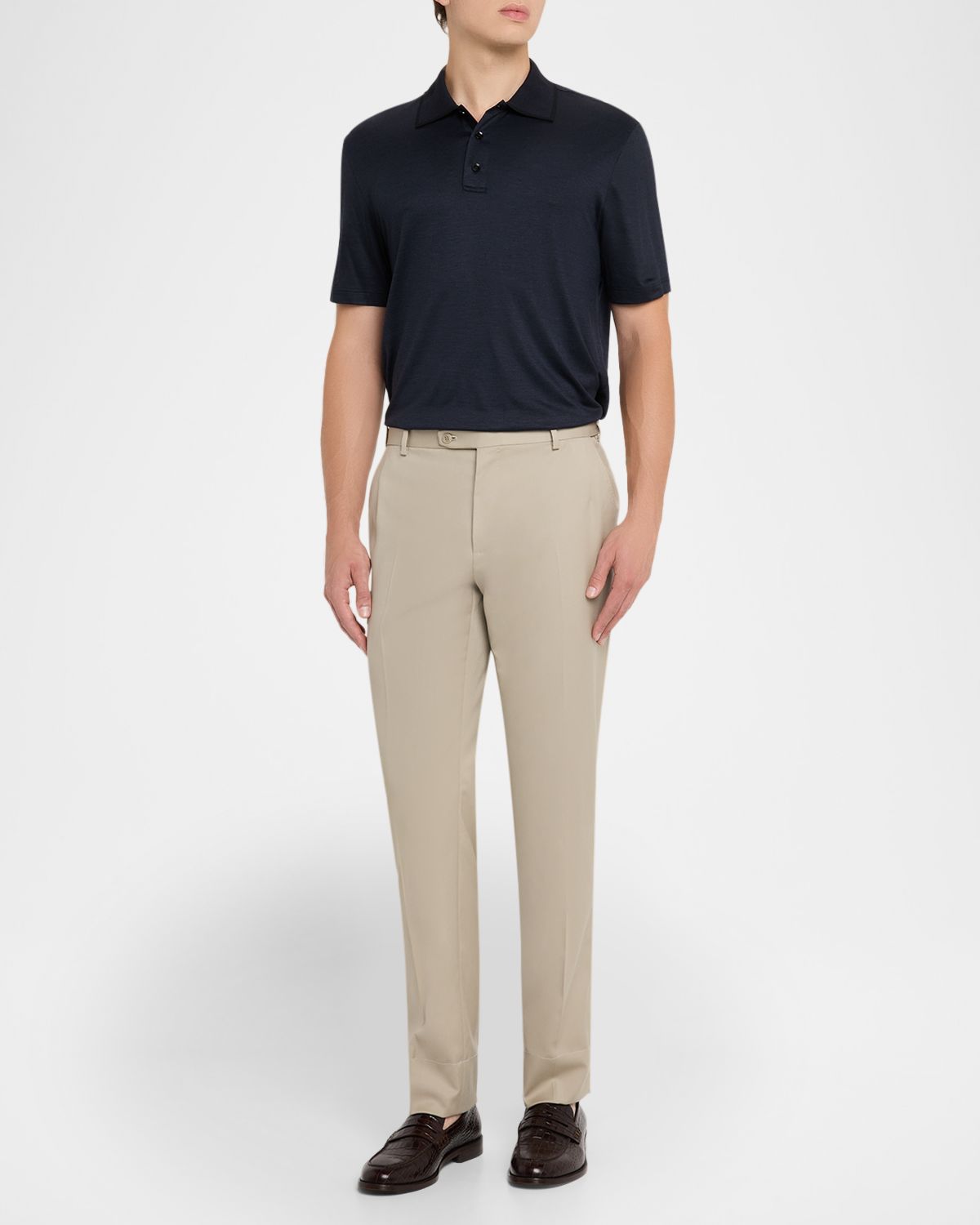 Brioni Men 's Stairweave s180 Wool Polo Shirt