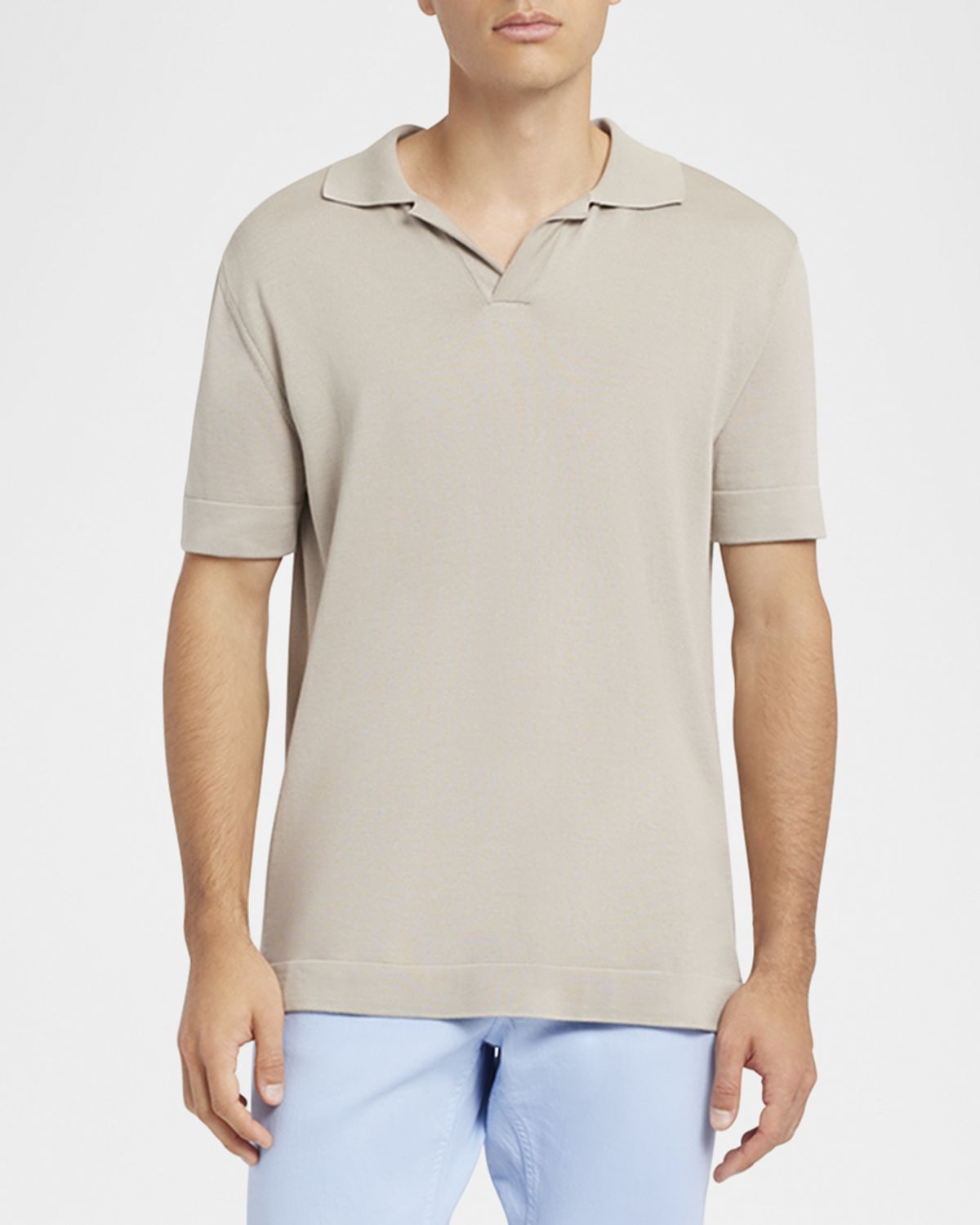 Brioni Men 's Cotton-Silk Johnny Collar Polo Sweater