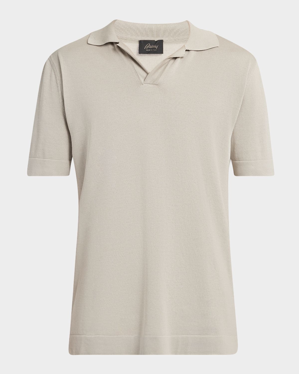 Brioni Men 's Cotton-Silk Johnny Collar Polo Sweater