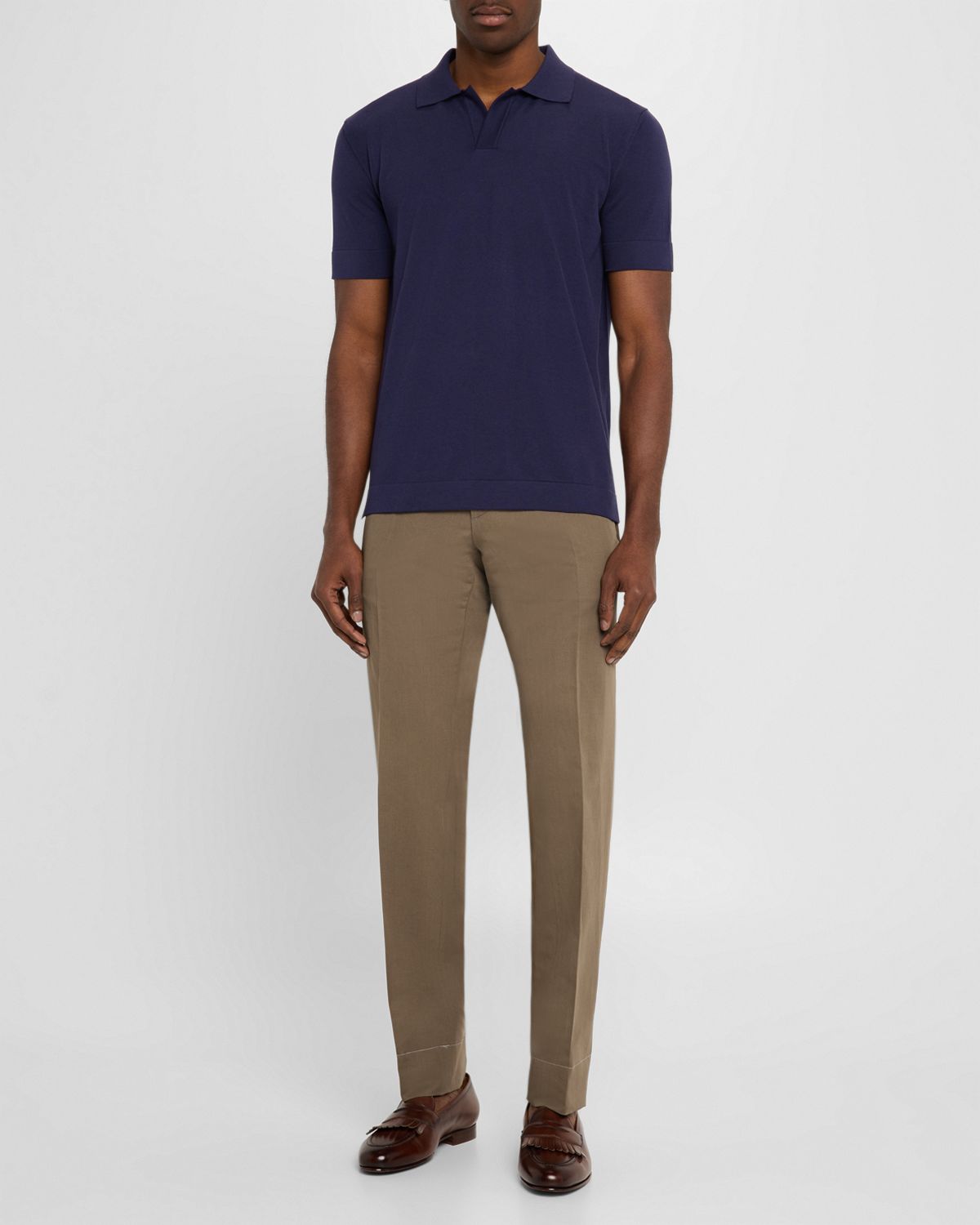 Brioni Men 's Cotton-Silk Johnny Collar Polo Sweater | Thumbnail 6 Brioni Men 's Cotton-Silk Johnny Collar Polo Sweater | Thumbnail 6