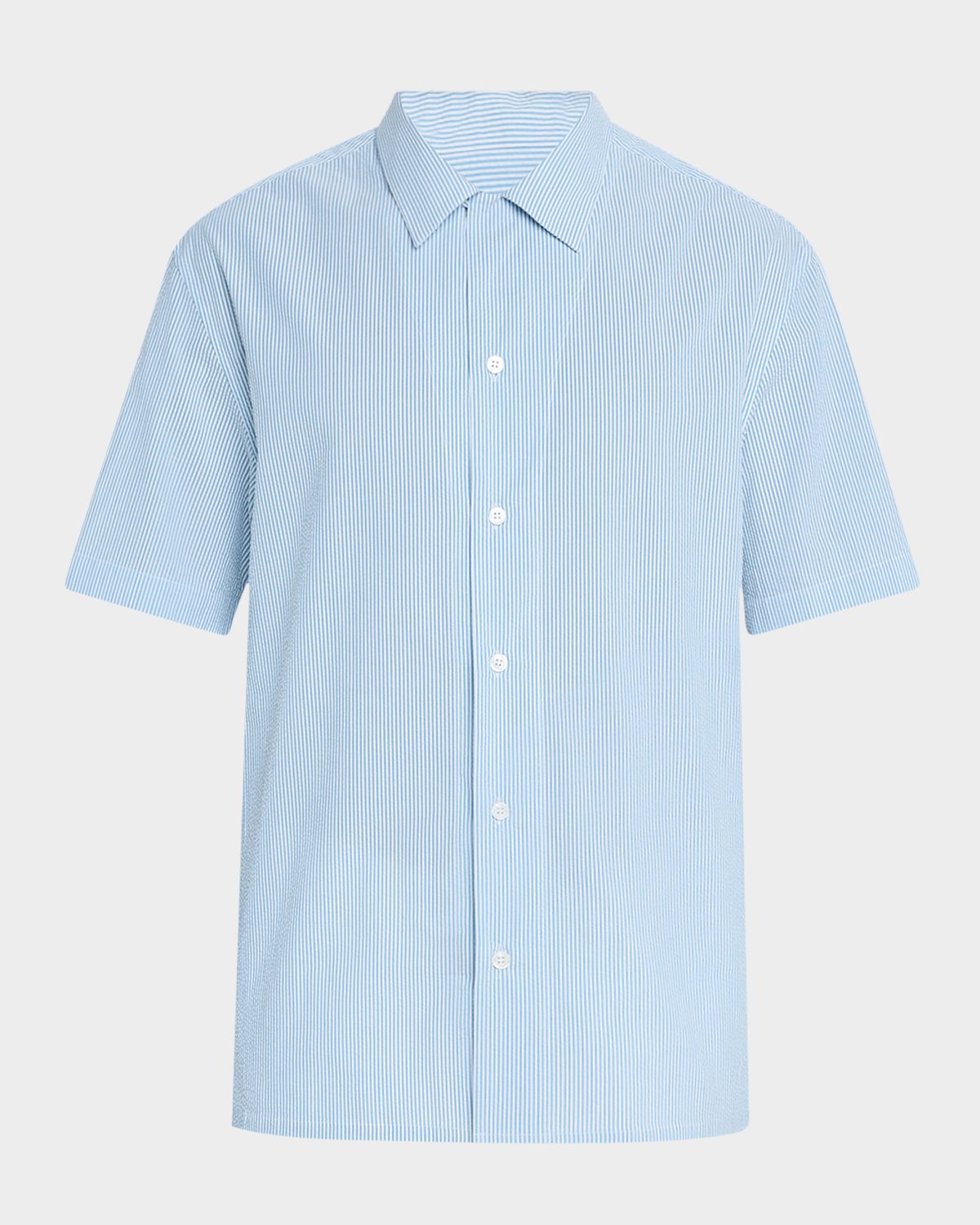 Brioni Men 's Stripe Cotton Seersucker Short-Sleeve Shirt