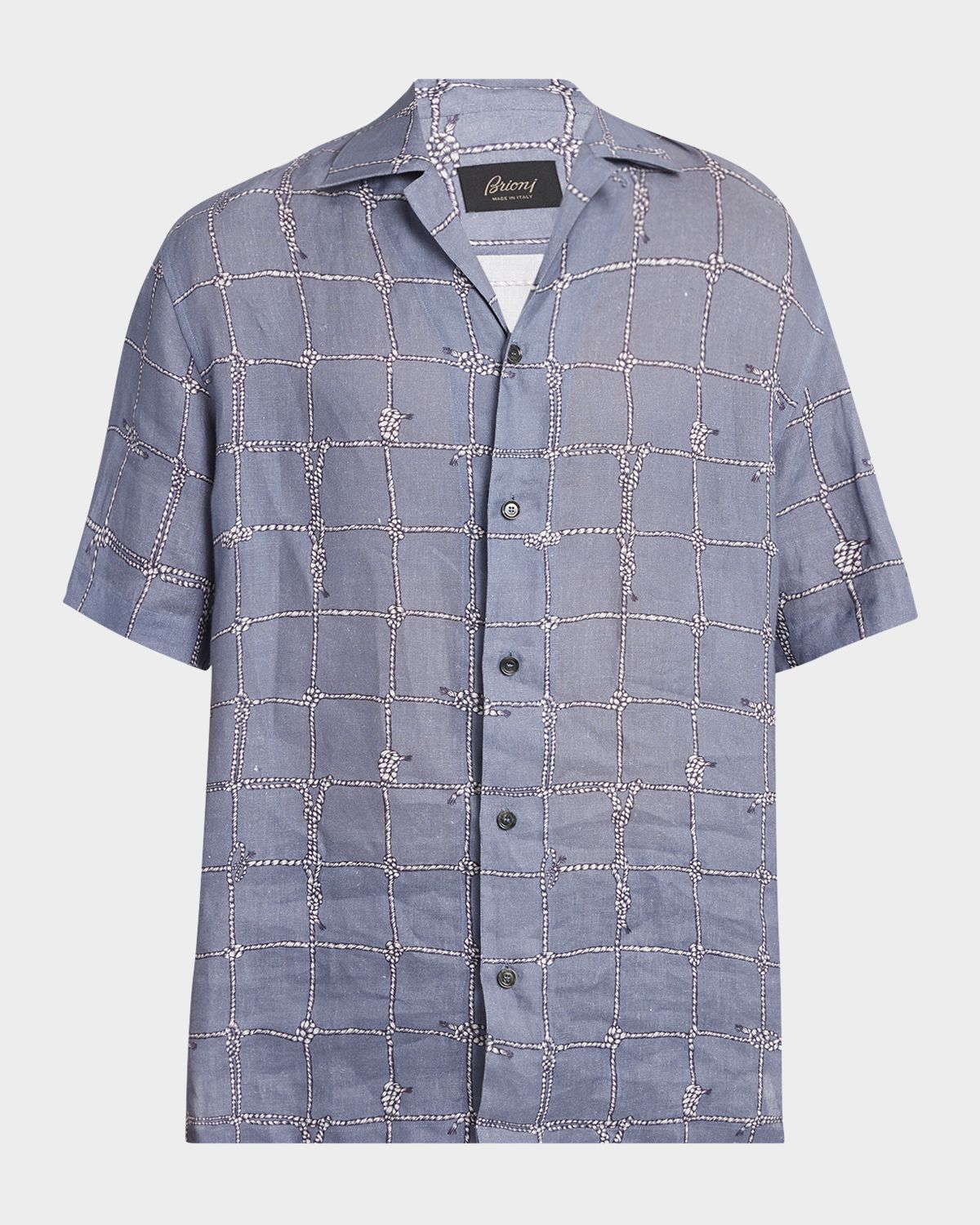 Brioni Men 's Nautical Linen Camp Shirt