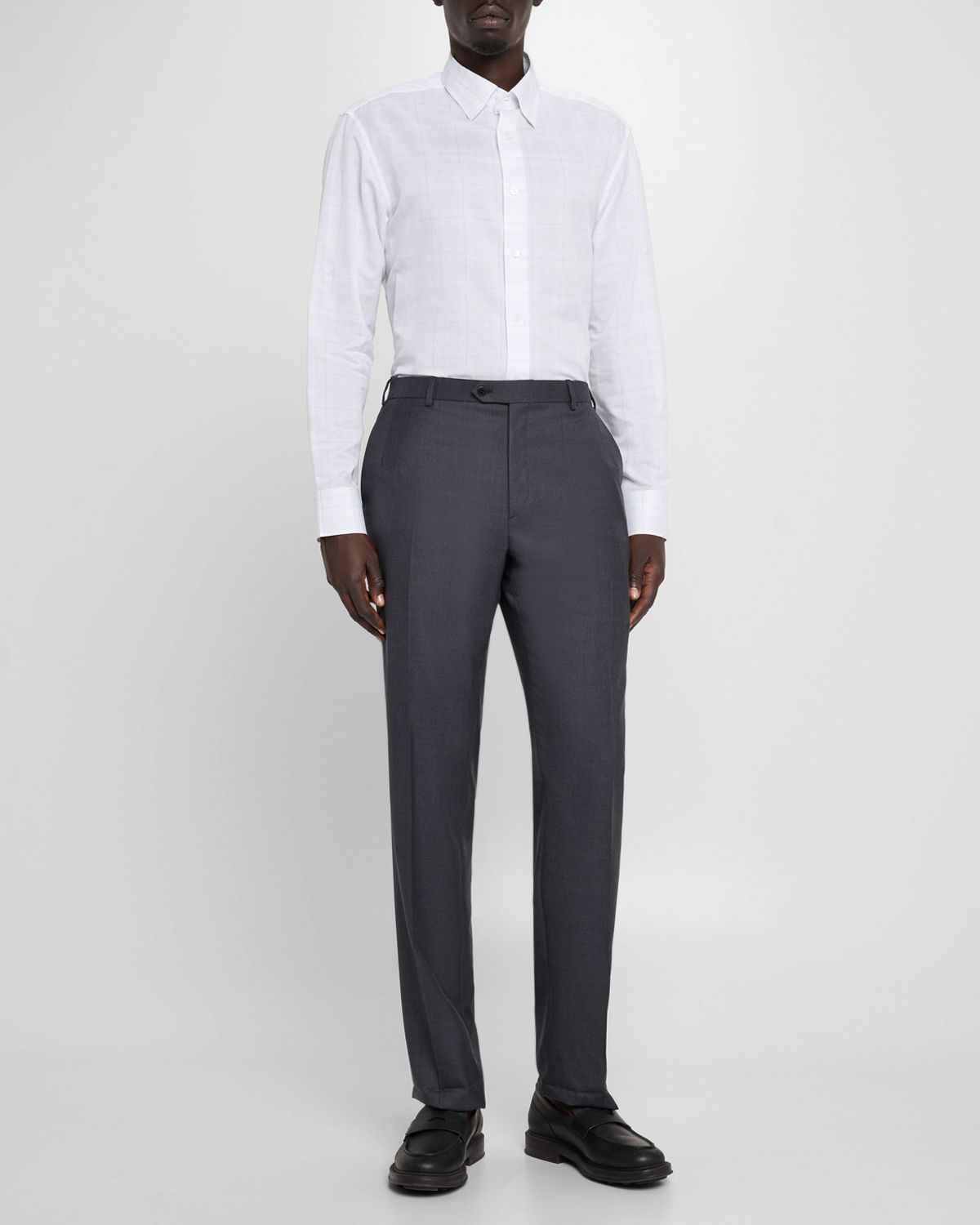 Brioni Men 's Cotton and Linen Plaid Sport Shirt