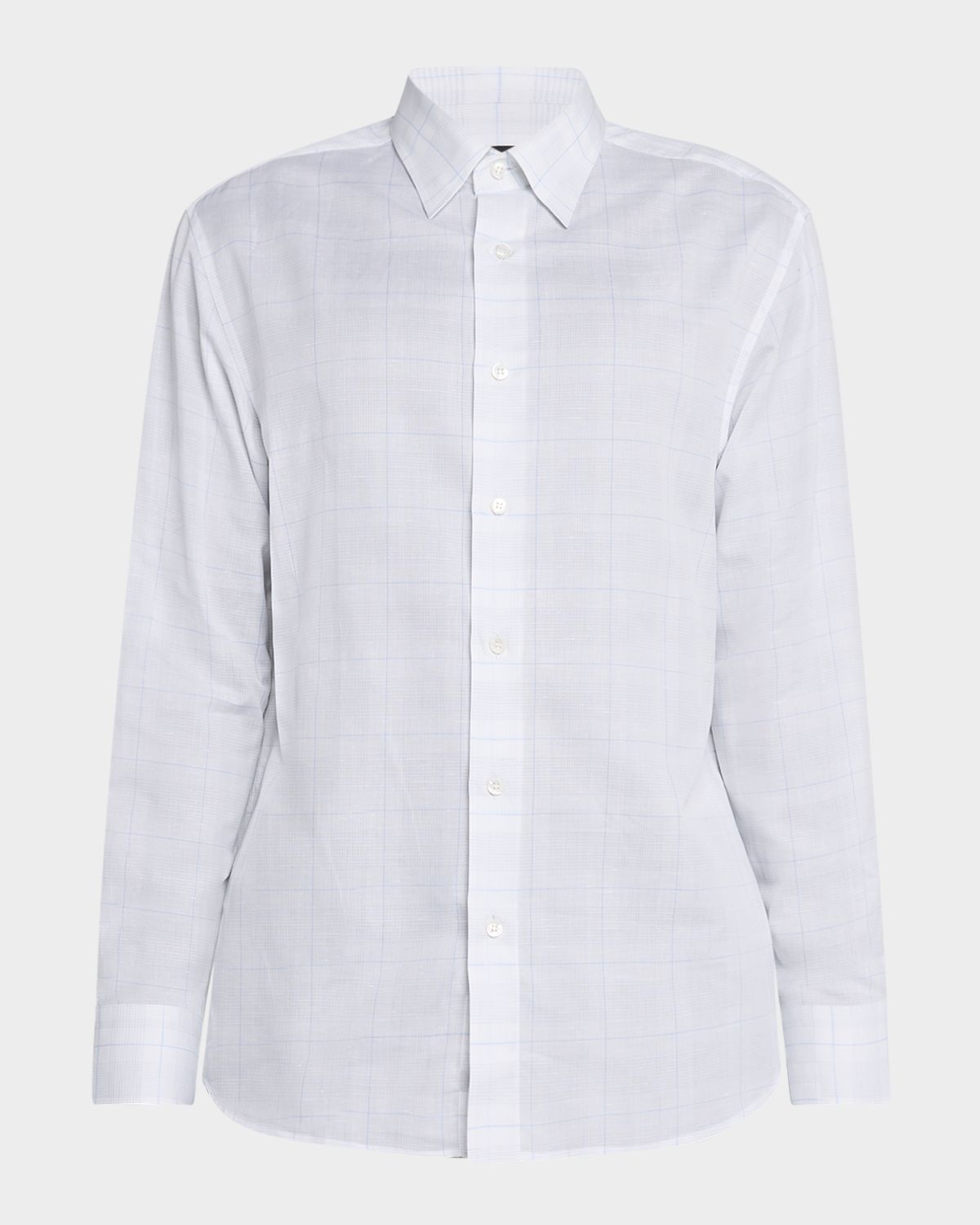 Brioni Men 's Cotton and Linen Plaid Sport Shirt