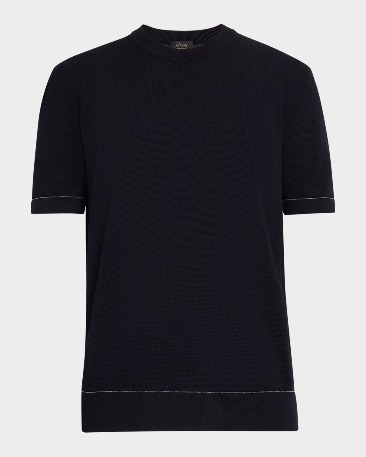 Brioni Men 's Sea Island Cotton Short-Sleeve Crewneck Sweater | Thumbnail 6