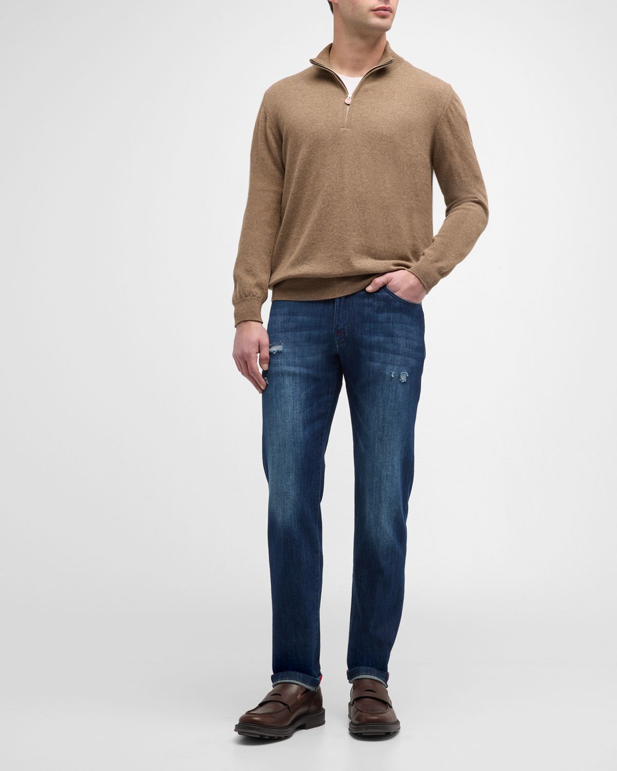 Kiton Men 's Cashmere Quarter-Zip Sweater