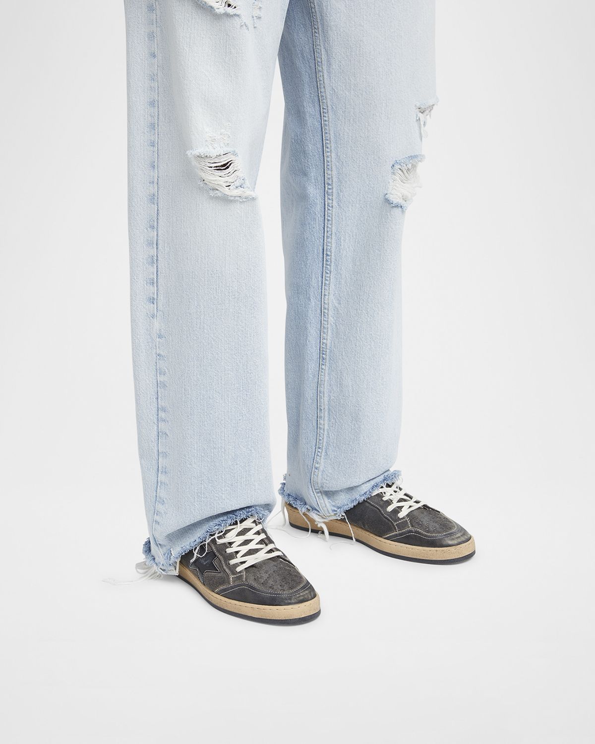 Golden Goose Men 's Ball Star Denim and Leather Low-Top Sneakers | Thumbnail 6 Golden Goose Men 's Ball Star Denim and Leather Low-Top Sneakers | Thumbnail 6