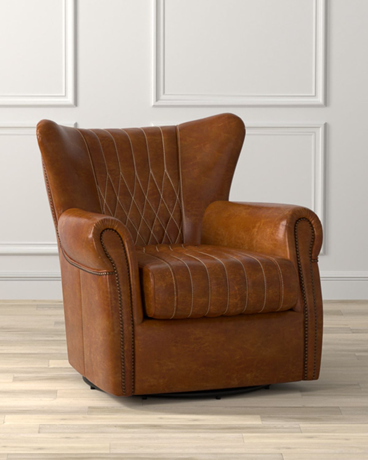 Sarreid Bugatti Leather Swivel Chair | Thumbnail 5